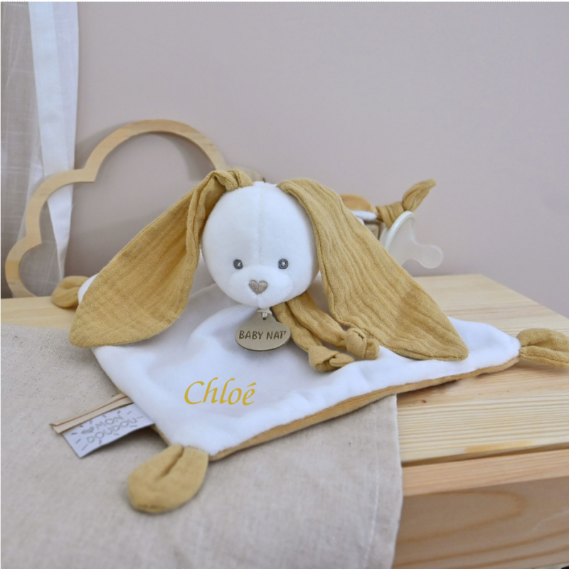  - lapin lange - plat blanc beige moutarde 25 cm 